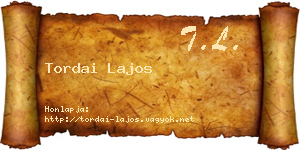 Tordai Lajos névjegykártya
